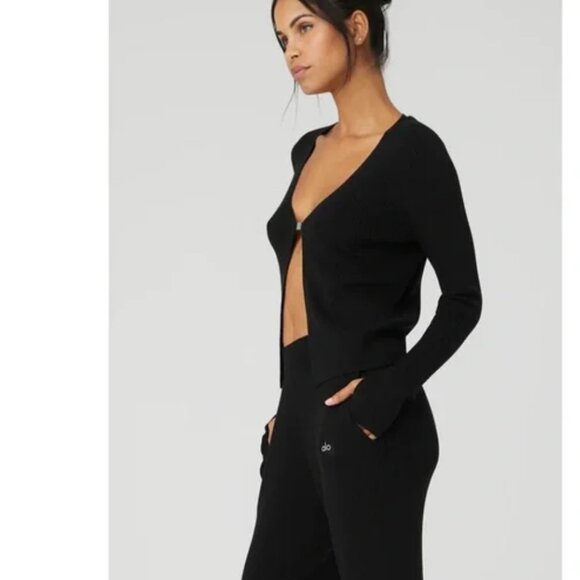 Alo Yoga Knit Salana Cardigan Black - Picture 6 of 6